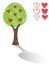 Scribble tree and red hearts