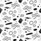 Scribbled Geometric Monochrome Grunge Seamless Pattern. For vintage fabric, textile, wallpaper, wrapping paper