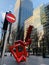 Scribbleform red modern sculpture by Julian Wild on the streets of Canary Wharf London