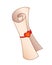 Scroll of aged yellowish paper tied with a ribbon with a seal in the form of a heart - vector full color picture. Love message fol