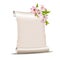 Scroll blank paper with blossoming cherry branch