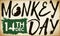 Scroll in Brushstroke Style with Monkey to Celebrate its Day, Vector Illustration