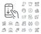 Scroll down phone line icon. Scrolling screen sign. Swipe page. Salaryman, gender equality and alert bell. Vector