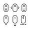 Scroll down and up icon set. Pointer moves, interface development for users. Vector line art illustration on white