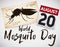 Scroll with Female Mosquito and Calendar for Mosquito Day, Vector Illustration