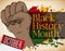 Scroll with Fist and Splatters for Black History Month, Vector Illustration