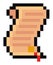 Scroll game pixelated icon vector illustration design. Pixel paper roll, papyrus for retro game