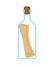 Scroll Message in bottle isolated. Letter in flask. Vector illus