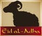 Scroll with Ram Silhouette and Ribbon to Celebrate Eid al-Adha, Vector Illustration