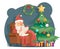 Scroll Wishes Paper Santa Claus Sit Armchair Pleased Happy Satisfied Christmas Gift Bag Cartoon Character Design