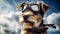Scruffy Parson Russell Terrier Wearing Pilot Goggles and Scarf Ready for Action - Generative AI