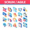 Scrum Agile Isometric Icons Set Vector