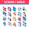 Scrum Agile Isometric Icons Set Vector