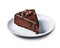 Scrumptious chocolate cake on a white background, Generative AI