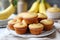Scrumptious homemade bakery irresistible banana muffins as an easy to make dessert recipe concept