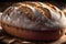Scrumptious Homemade Bread Loaf with Golden Crust Isolated on a Dark Wooden Table