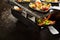 Scrumptious raclette with veggies and seafood