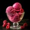 Scrumptious Raspberry Ice Cream Scoops in a Glass Container. created with Generative AI