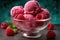 Scrumptious Raspberry Ice Cream Scoops in a Glass Container. created with Generative AI