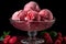 Scrumptious Raspberry Ice Cream Scoops in a Glass Container. created with Generative AI