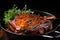 Scrumptious roast goose with crispy skin and succulent meat, expertly cooked in a pan