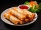 Scrumptious Thai Spring Rolls: An Authentic Delight on a White Plate!