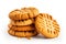 Scrumptious Vegetarian Peanut Butter Cookies On White Background. Generative AI