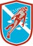 Scuba Diver Diving Going Up Shield Retro