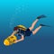 scuba diver isolated extreme diving sport