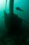 Scuba Diver and Shipwreck in Depths of Lake Michigan