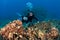 Scuba Diver taking pictures on a Hawaiian Reef