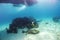 Scuba Diver Under A Boat In Thailand