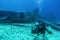 Scuba diver during a wreck dive in Greece