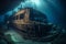 Scuba divers exploring a sunken shipwreck, underwater mysteries, high quality. Generative AI