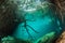 Scuba diving in the Casa Cenote in Mexico