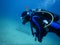 Scuba diving in the clear waters of the  Mediterranean Sea