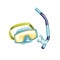 Scuba diving glasses with snorkel isolated