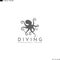 Scuba diving logo. Abstract octopus