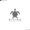 Scuba diving logo. Abstract turtle on white background