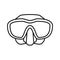 Scuba diving mask goggles. Snorkeling mask icon. Equipment for scuba diving and freediving.