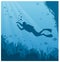 Scuba diving, snorkeling flat vector illustration. Diver in swimsuit with flippers silhouette. Underwater activity