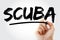 SCUBA - Self-Contained Underwater Breathing Apparatus acronym with marker, concept background