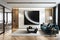 Sculpted Black And Gold Frame In Modern Interior Mockup With. Generative AI