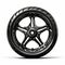 Sculpted Black Motorcycle Wheel Design On White Background