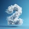 Sculpted Cloud Number Two On Blue Background - Surrealistic Design