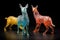 sculpted glass animals in various colors