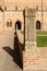 Sculpted pillar in abbey courtyard, Pomposa, Italy