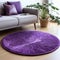 Sculpted Purple Rug With Bio-art Style And Carved Surfaces