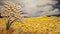 Sculpted Yellow Wheat Field Painting With Textural Detail