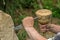 Sculptor working on a stone sculpture